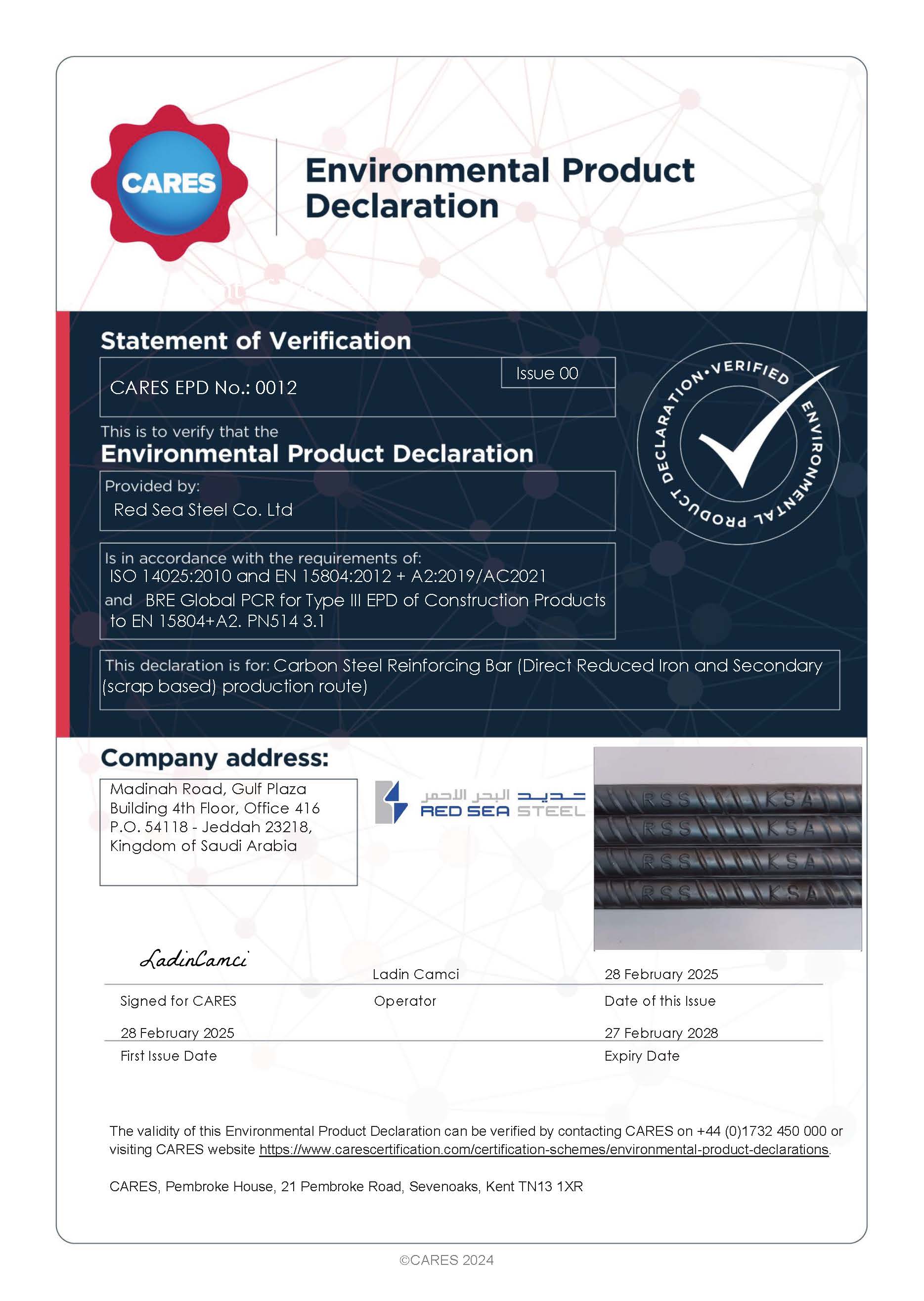 Red Sea Steel Co. Ltd EPD